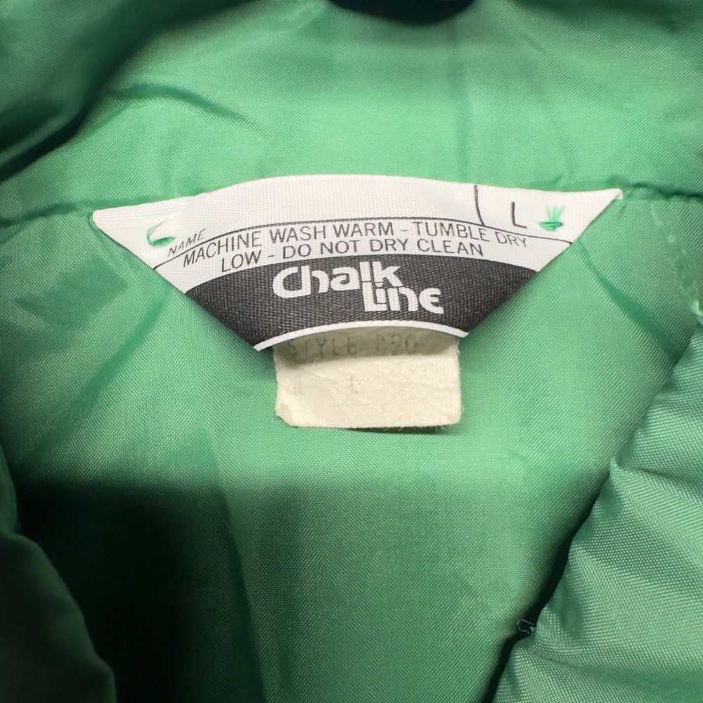 Vintage 80s Chalk Line Hunting Dog Vest Green Quilted Zip Up Mens L Outdoors - Picture 3 of 6